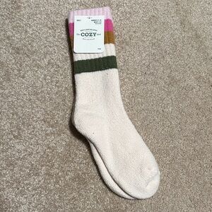 Wool Blend Socks - Pink, Gold, Green, Cream